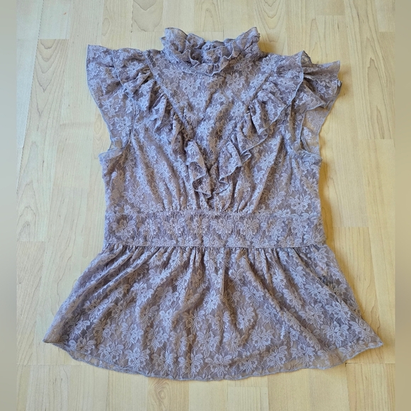 Free People Ruffle Lace Tank Top Size Medium - Picture 2 of 14